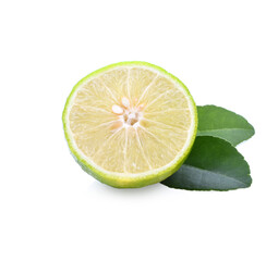 Limes with slices isolated on white background.
