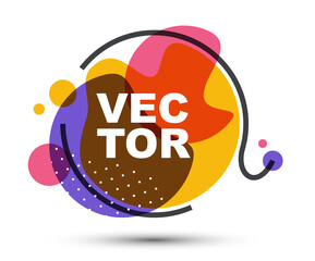 Round shape colorful ink paint fluids vector illustration isolated on white, modern style design composition layout for web banner, abstract background artistic style.