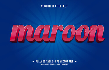 Editable text effect - maroon red gradient color modern style	
