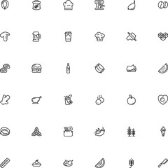 icon vector icon set such as: refreshment, omelet, gluten, vanilla, sausage, bacon, beer, pub, round, super foods, oyster, bottle, tea, away, shrimp, fried, shape, spike, scrambled, cookie