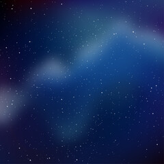 Beautiful gradient sky at night with countless star-covered clouds shining in infinite sky, Cosmic nebula night, Infinite space milky way galaxy, Star cosmic background. Vector illustration.