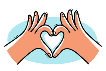 Two hand showing heart sign vector illustration isolated on white.