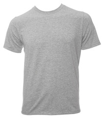 Grey heathered shortsleeve cotton tshirt template isolated