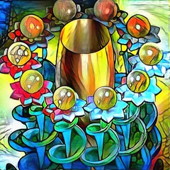 Obraz premium 3d fractal art illustration. Abstract still life in bright color.