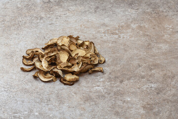 dried porcini mushrooms, on a modern background, free space for text