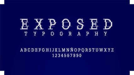 Futuristic alphabet with glitch effect 