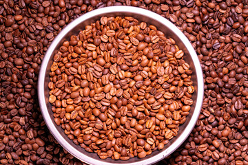Roasted arabica coffee bean full frame backdrop background texture
