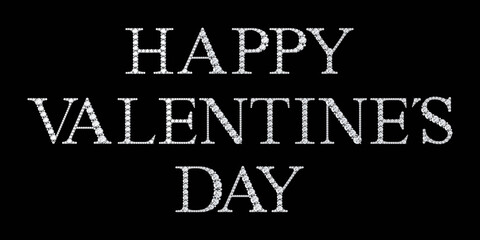 Valentines Day word made of diamonds letters with on black background.3d rendering