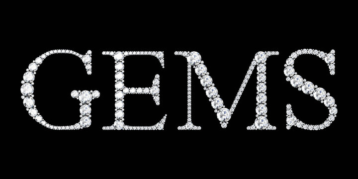 Gemes word made of diamonds letters with on black background.3d rendering
