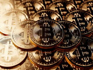 Fototapeta na wymiar Bitcoin coins