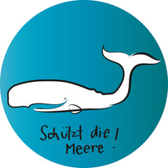 Pottwal - Logo für Umwelt- und Naturschutz, Schützt die Meere durch die Vermeidung von Müll, zero waste