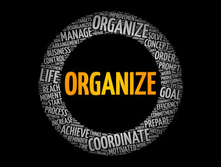 ORGANIZE word cloud collage, business concept background