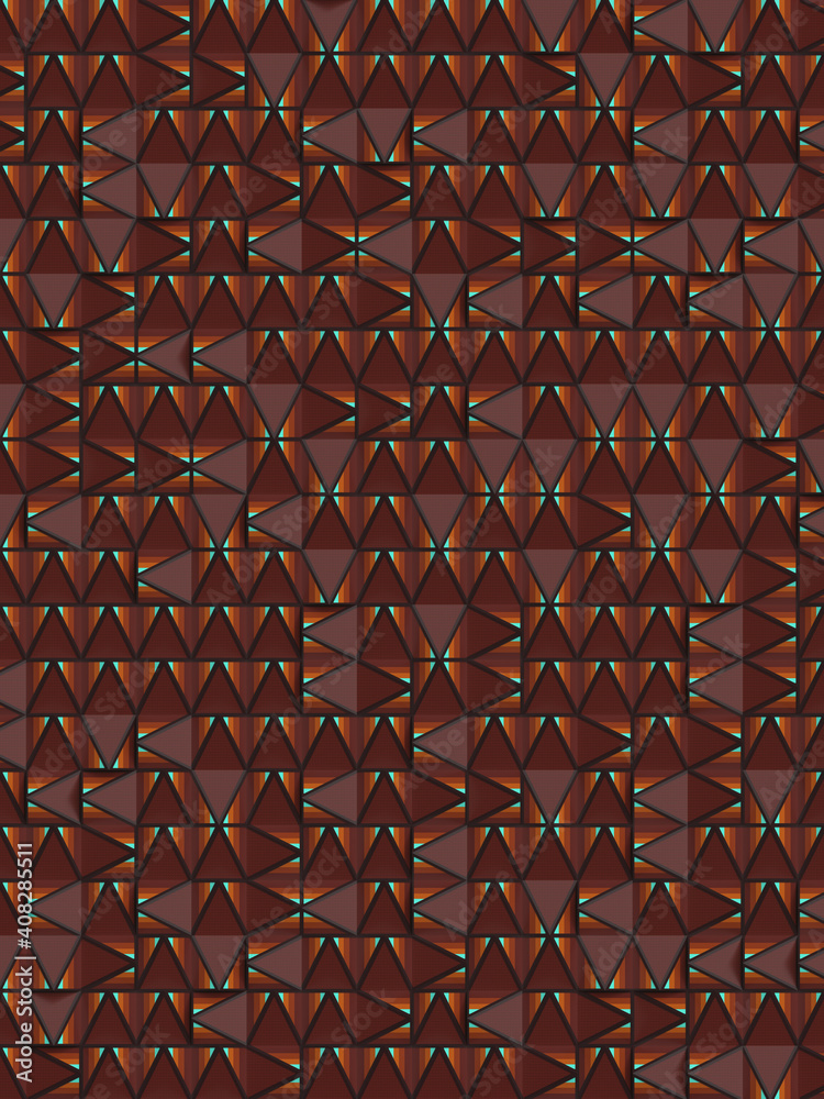 Aufkleber Modern multi colored pattern of randomly spaced triangles. 3d rendering illustration. Abstract geometric background