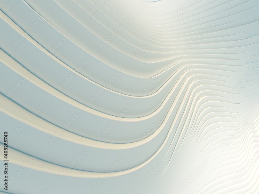 Poster wave bend white abstract background surface. digital illustration. 3d rendering