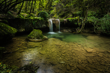 Beautiful waterfall (Salt del Roure, Catalonia, Spain, Garrotxa Province)