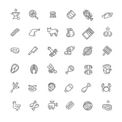 Simple Set of Meat Related Vector Line Icons.