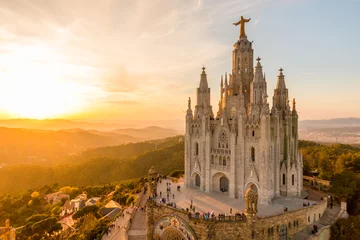 Fototapeten Picture of the temple of Tibidabo in Barcelona, Spain. captured at sunset. © Maxim Morales