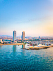 Fototapeta premium Barcelona picture from the air, here you can see the famous barceloneta towers.