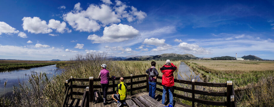 torre de observacion, canal des Sol, Albufera de mallorca, Mallorca,Islas Baleares,Spain.