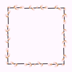 square frame made of willow twigs. Square Easter Frame.vector