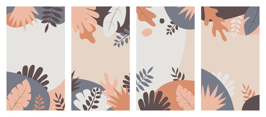 Plant background. Vector flower landscape for social media stories. Plant background in flat style