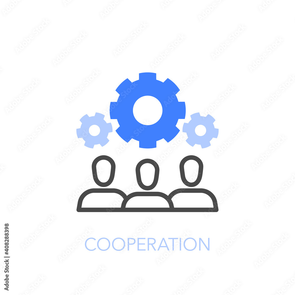 Poster cooperation symbol with a team people working together. easy to use for your website or presentation