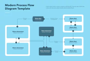Foto op Plexiglas Modern process flow diagram template - blue version. Flat infographic, easy to use for your website or presentation. © tomasknopp