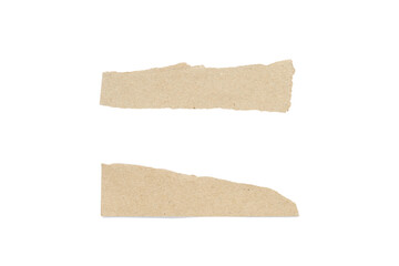 Recycled paper craft stick on a white background. Brown paper torn or ripped pieces of paper isolated on white background with clipping path.