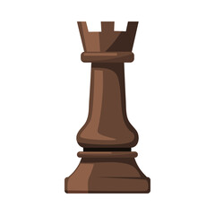 Black Rook as Chess Piece or Chessman Vector Illustration