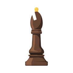 Black Bishop as Chess Piece or Chessman Vector Illustration