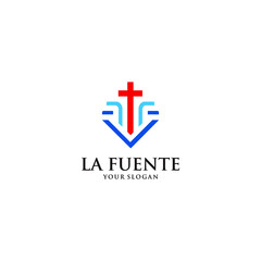 Fountain Church Logo Design Vector