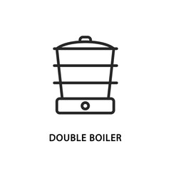 Double boiler flat line icon. Vector illustration kitchen appliances for healthy eating.