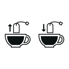 Vector image. Icon of putting a tea bag.