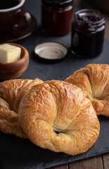 Croissant Pastries on a Slate Board