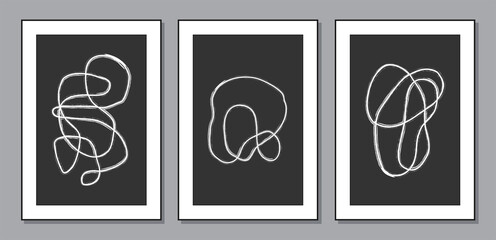 Trendy set of abstract aesthetic minimalist artistic hand drawn compositions