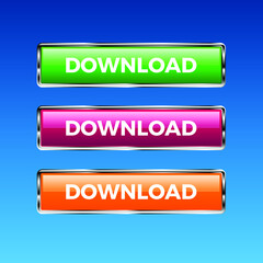 Set of colorful buttons with inscription Download