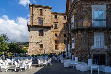Main square of Nicotera with the Castello Ruffo, Calabria, Italy