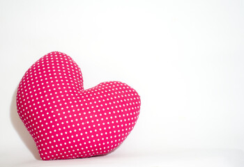 Red hearts pillow with dot on white background, valentine day