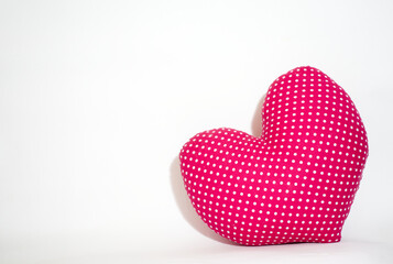 Red hearts pillow with dot on white background, valentine day