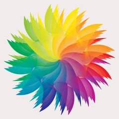 Mandala Abstrait, Roue Colorée, Couleurs arc-en-ciel, Géométrie sacrée sur fond clair