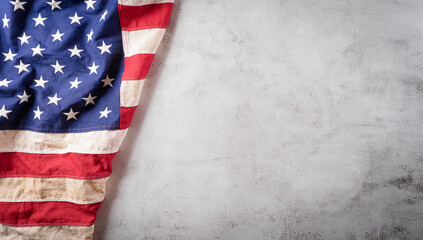 Obraz premium Happy presidents day concept with flag of the United States on old stone background.