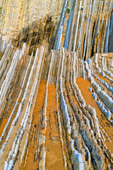 Steeply-tilted Layers of Flysch, Flysch Cliffs, Basque Coast UNESCO Global Geopark, European Geopark Network, Zumaia, Guipuzcoa, Basque Country, Spain, Europe