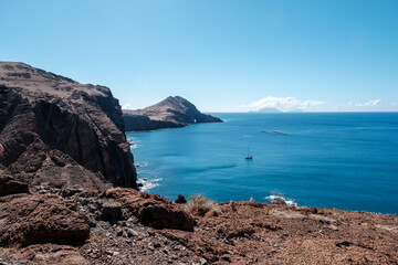 Arid mountains next to the sea