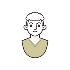 Curly-haired man with avatar line icon. linear style sign for mobile concept and web design. Portrait of a young man character outline vector icon. Symbol, logo illustration. Vector graphics