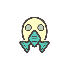 Air purifying respirator or gas mask icon. That is personal protective equipment (PPE) consist of N95 filter, chemical cartridge and strap. For protect welder, painter from gas, dust, fume and vapour.