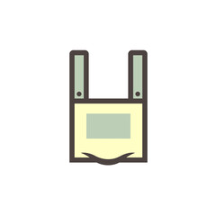 Leather welding apron icon. Also called fire resistant clothing or blacksmith apron. That cover front of body to protect and shields welder or blacksmith from heat, fire, burn and radiation in work.