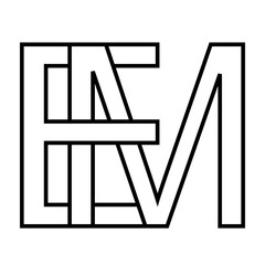 Logo sign em and me icon sign interlaced letters M, E vector logo em, me first capital letters pattern alphabet e, m