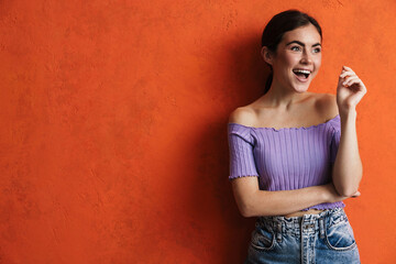 Portrait of happy smiling woman dressed in casual wear