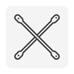 Cross brace vector icon. Also called tubular cross brace. Item is a construction equipment and component of scaffold. Consist of two piece of pipe or tube. Placed diagonally to increase rigidity.