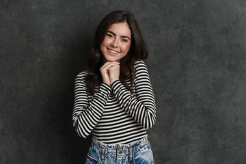 Portrait of happy smiling woman dressed in casual wear